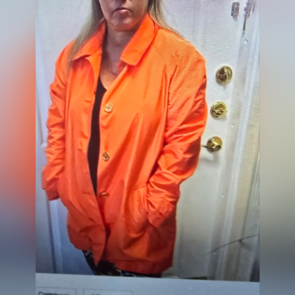 Ralph Lauren Petite Large Raincoat Orange with gold buttons